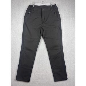 TSLA Snow Pants Mens XL 32x30 Black Softshell Fleece Lined Ski Stretch Hiking